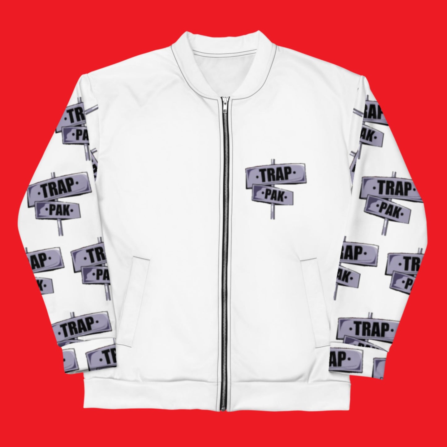 Unisex" Cross Sign" Bomber Jacket (White)